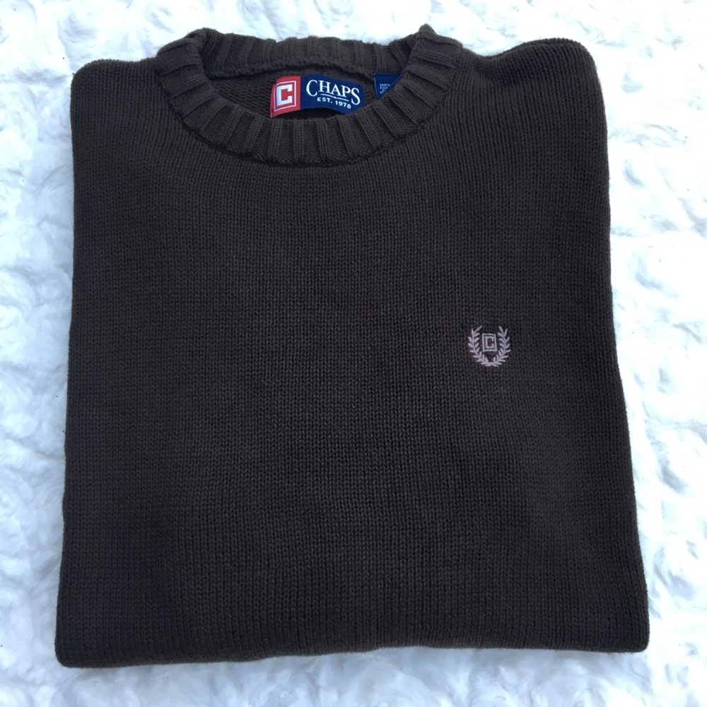 RL Chaps Brown Crew Neck Sweater  Sz Med